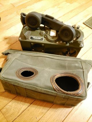 Vintage Army Field Phone Radio Telephone Set Ta - 312/pt With Case Military