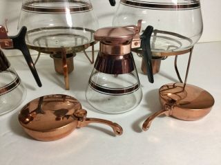 Mid Century Modern Coffee and Tea Pots Carafe Glass and Copper Colored 2