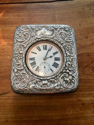 Victorian Solid Silver Hallmark Desk Travel Goliath Pocket Watch Clock