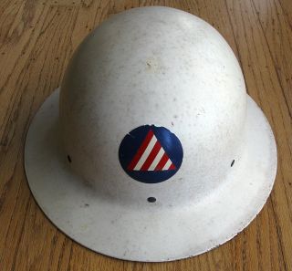 Wwii Us Civil Defense Air Raid Wardens Helmet With Chin Strap And Liner