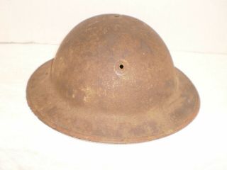 U.  S.  Ww1 M1917 Helmet,  Stamped Zb49 With Hole For Usmc Badge