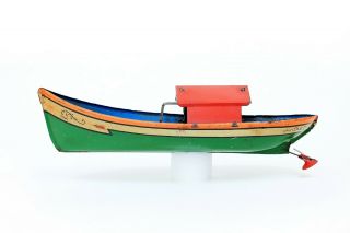 Vintage J.  Chein Edna Tin Wind - Up Boat 10 " Long