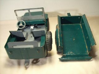 1940 ' s MARX LUMAR WILLYS JEEP & TRAILER PRESSED STEEL TOY w/BATTERY OP LIGHTS 7