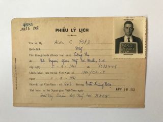 Vietnam War Us Advisor Visa - Alvin C.  Ford.  Us Army