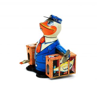 Rare Vintage Tps Japan Duck The Mailman Tin Wind - Up Toy