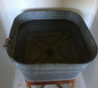 Antique Wash Tub w/ Stand - perfect for cooler - Vintage galvanized patina 12