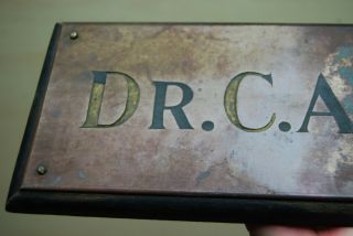 antique primitive doctors name sign wood / brass iron brackets Dr.  C.  A.  Kane 8