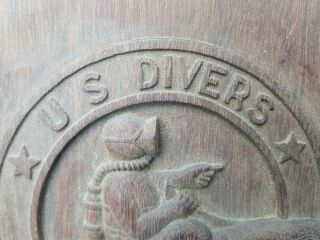 US Navy Vietnam UDT US Divers Da nang Vietnam Teak Carved Plaque 1972 4