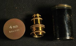 Antique Bausch & Lomb Microscope Lens (4mm) With Brass Case