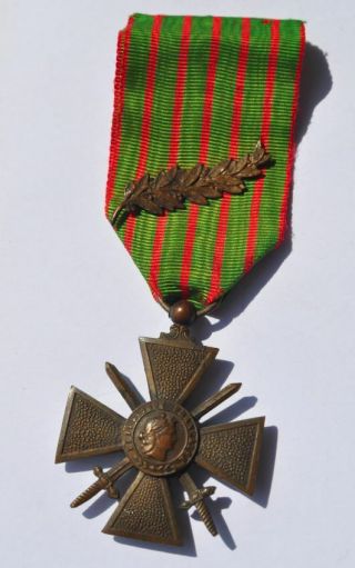 1918 France French Wwi Combatant Participant Cross Award Badge Medal