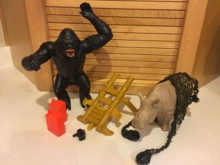 Vintage Mattel Big Jim Jungle Gorilla (moving Arms) Rhino - Net - Launcher - Gas Cans,