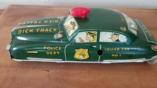 Tin Wind Up Toy Dick Tracy Squad Car No.  1 1949