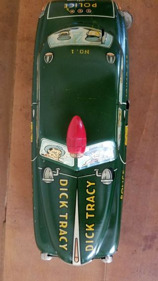 Tin Wind Up Toy Dick Tracy Squad Car NO.  1 1949 6
