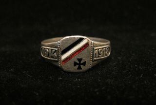 Ww1 German Prussian Army Veterans Iron Cross Ring.  800 Silver No Damage