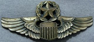 Wwii Us Army Air Corps Command Pilot Wings Pinback 3 " Maker Mark Shield W/ 9 M