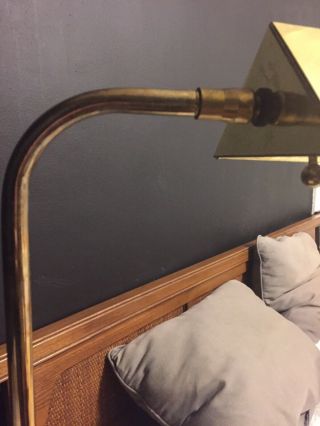 Vintage 60s Mid Century Modern Gold Adjustable Pharmacy Floor Lamp Light 6