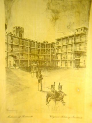 Virginia Military Institute VMI Vintage Print Signed by artist Ray Lowery 1920 3
