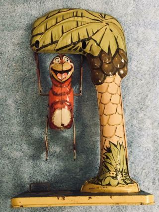 Vintage 1930s windup BOMBO the acrobatic Monkey,  by Unique Art,  great 2