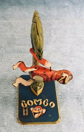 Vintage 1930s windup BOMBO the acrobatic Monkey,  by Unique Art,  great 7