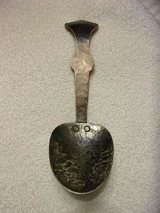 Old Antique Arts & Crafts Hammered Copper / Silver Nut Spoon Signed F.  Novick.