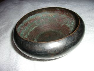 Old Antique Arts & Craft Hammered Copper Bowl Signed F.  Novick 2