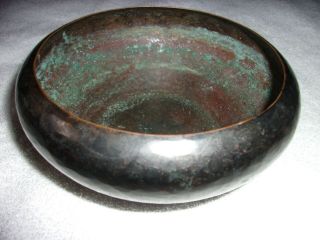Old Antique Arts & Craft Hammered Copper Bowl Signed F.  Novick 3