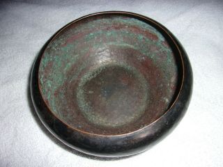 Old Antique Arts & Craft Hammered Copper Bowl Signed F.  Novick 4