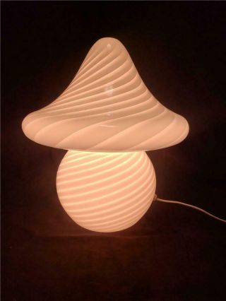 Vetri Mid - Century Modern Murano White Swirl Glass Table Lamp
