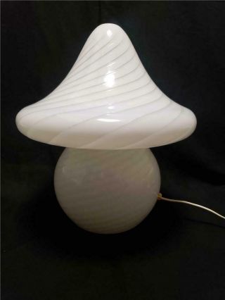 VETRI mid - century modern MURANO white Swirl Glass Table Lamp 3