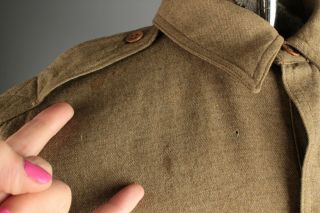 Vtg Men ' s WWI 1910s US Army Wool Henley Pullover Uniform Shirt Sz M WW1 6914 4