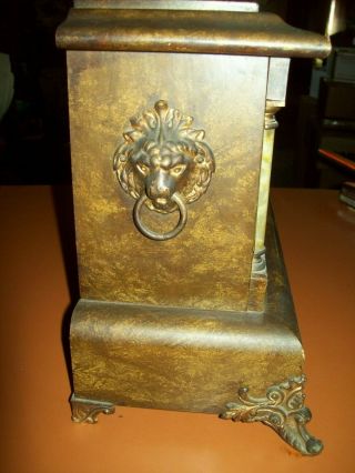 SETH THOMAS ORNATE MANTLE CLOCK LION ' S HEADS IN 3