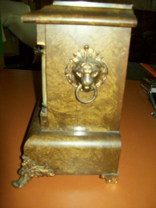 SETH THOMAS ORNATE MANTLE CLOCK LION ' S HEADS IN 4