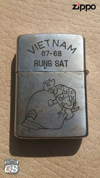 Vintage Zippo Petrol Lighter Vietnam War Rung Sat 67 - 68