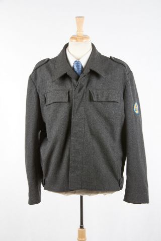 Vintage Mens Rodex Coat 44 In Drab Gray Wool German " Zs " Civil Defense Jacket