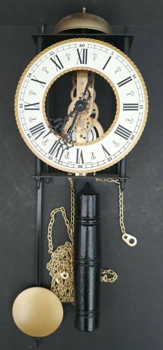 Pretty Vintage Antique Style Skeleton Wall Clock,  German Made,  Keeping Good Time