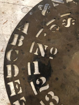 Antique Vintage Primitive Brass? 13.  25” Stencil Wheel Sign Maker Clock Making 2