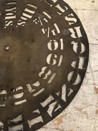 Antique Vintage Primitive Brass? 13.  25” Stencil Wheel Sign Maker Clock Making 4
