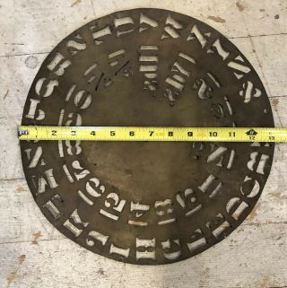 Antique Vintage Primitive Brass? 13.  25” Stencil Wheel Sign Maker Clock Making 7