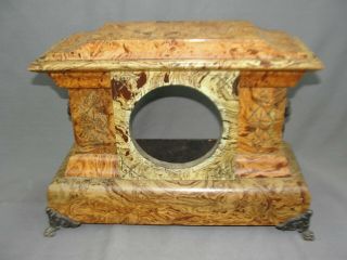 Antique Seth Thomas Adamantine Faux Marble Mantle Clock Case Brass Fittings