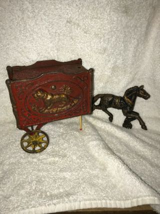 Kenton (?) Cast Iron Toy Parts.  Horse.  Circus Wagon.