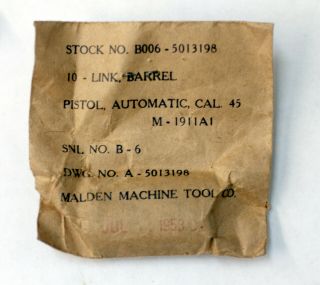 Wwii Colt Usgi 1911a1 Pack Of 10 Barrel Links Malden Machine Tool
