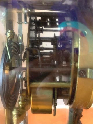 Antique Ansonia Marchioness Mantle Clock Open Escapement Brass Glass Case 10