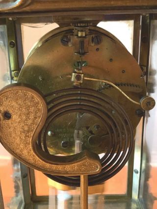 Antique Ansonia Marchioness Mantle Clock Open Escapement Brass Glass Case 11