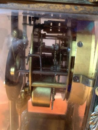 Antique Ansonia Marchioness Mantle Clock Open Escapement Brass Glass Case 12