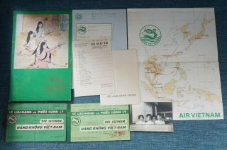 Vintage Air Vietnam Cover Name Card Brochure Girls Airline Photo Complete Set