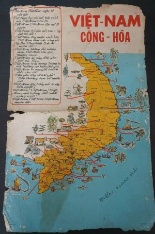 Arvn South Vietnamese Army Poem Propaganda Poster South Vn Map