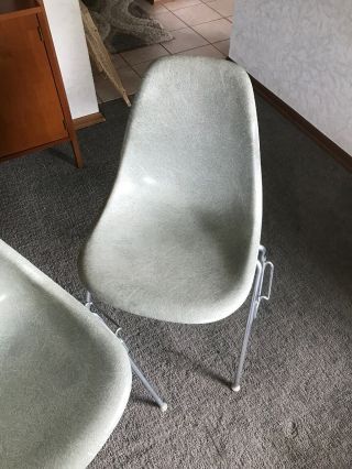 2 - Vintage Herman Miller Eames Mid Century Stacking Chairs,  Gray,  Fiberglass MCM 9