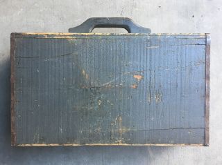 Primitive Antique Wooden Carpenters Tool Box • Vintage Farmhouse Hinged Toolbox 2