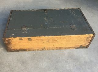 Primitive Antique Wooden Carpenters Tool Box • Vintage Farmhouse Hinged Toolbox 6