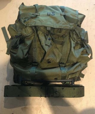 Medium Alice Combat Field Pack Rucksack Usgi Backpack Us Military Lc - 1 W/ Frame